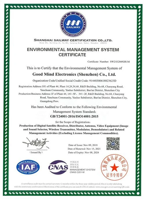 ISO14001 Environmental Management System Certificate001 ISO14001 Environmental Management System Certificate001